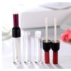 Healthcom 10 Pcs 5ml Empty Clear Wine Shaped Lip Gloss Tube Plastic Mini Refillable Lipgloss Bottles Container Lip Glaze Tube Vials DIY Makeup Liquid Lipstick Bottle Container Red Lid Cosmetic Tube