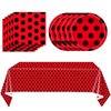 41PCS Ladybug Birthday Party Decorations Bug Party Decorations Red and Black Birthday Party Tableware Set Red Black Party Paper Plates Napkins Tablecloth For Boys Girls Baby Shower Party Supplies