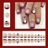 24PCS Glitter Christmas Press on Nails Short Square Winter Snowflake Fake Nails Cute Snowmen Design Silver Glitter False Nails Red French Tips Acrylic Nails Snowflake Glue on Nails for Women Girls