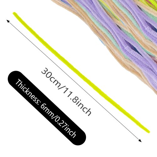 pson 100PCS 11.8 Inch Candy Colors Pipe Cleaners Chenille Stems, Art and Craft Thick Fuzzy Wire