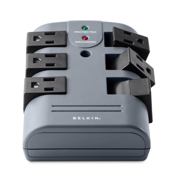 Belkin 6-Outlet Pivot-Plug Surge Protector w/ Wall Mount - Ideal for Mobile Devices, Personal Electronics, Small Appliances and More (1,080 Joules) - 5 Pack