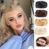 onemily Space Bun Hairpieces Mini Claw Clip in Hair Bun Messy Cat Ears Hair Extension Donut Wig Accessory Straight Hair Scrunchies for Women(1PC Dark Brown)