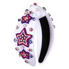 4th of July Headbands for Women, 4th of July Accessories, American Flag Patriotic Headbands, Rhinestone Pearl Knotted Headbands Beads Embellished Jeweled Headbands Holiday Gifts (Star D-White)