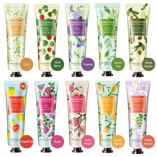 10 Pack Hand Cream for Dry Cracked Hands, Natural Fruit Fragrance Mini Hand Lotion Travel Size Moisturizing Hand Care Cream Gift Set With Natural Aloe and Vitamin E For Women Bridesmaid Mother-30ml