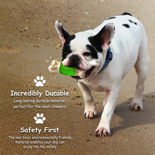 Fluffy Paws Squeaky Rubber Dog Toy - Durable Squeaky Bone-Shaped Puppy Toy, Rubber Dental Chew Toy for Small and Medium Dog Puppy - 5.6"