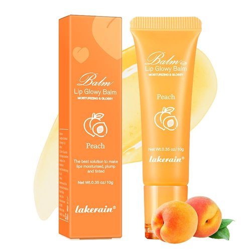 UNYOKE Lip Glowy Balm, Plumping Lip Gloss, Moisturizing Lip Balm, Lip Gloss, Lip Sleeping Mask, Lip Mask, Lip Glow Oil, Long Lasting Repairing Lightening Lip Lines (Peach)