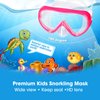Kids Snorkel Swim Mask, Child Diving Mask Anti-Fog Swim Goggles with Nose Cover for Snorkeling Diving Swimming (Pink)