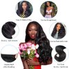 Body Wave Bundles Human Hair With Frontal(16 18 20 + 14,Free Part) 100% Natural Human Hair Extensions 13x4 HD Transparent Lace Frontal With Black Body Wave Weave 3 Bundles Brazilian Real Human Hair