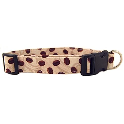 K9 Bytes Coffee Beans & Cream Soft Adjustable Dog Collar with Quick Release Buckle Medium