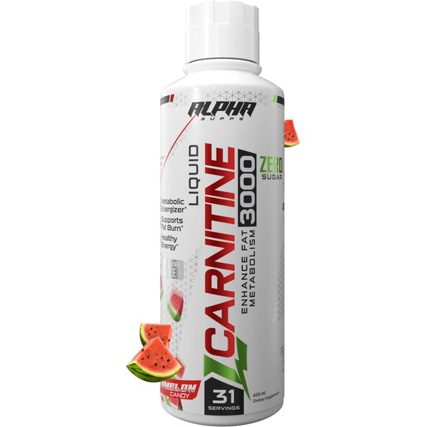Alpha Supps - L-Carnitine 3000 mg Liquid | Stimulant-Free Amino Acid | 31 Servings (Watermelon Candy)
