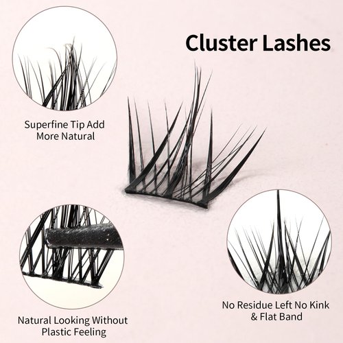 MSQ False Eyelashes Multipack Faux 3D Mink Lashes Natural Look Includes 4 Assorted Lengths Wisps 135pcs Lash Clusters Reusable Strip Lashes, Contact Lens Friendly, Easy to Apply