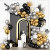 72Pcs Black and Gold Balloons Set, Black White Gold Balloon 12 Inch Silver Metallic Confetti Balloons Party Supplies for Happy New Year Birthday Bridal Shower Wedding Graduations Party Decorations