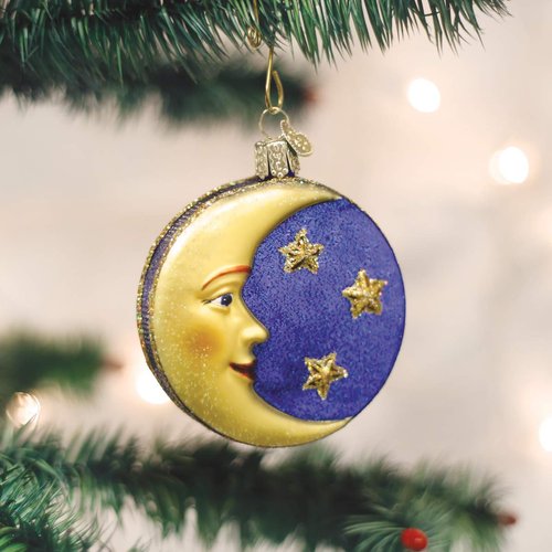 Old World Christmas Ornaments: Outer Space Gifts Glass Blown Ornaments for Christmas Tree, Man on The Moon
