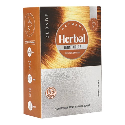 AATMANA Herbal Blonde Henna Hair Color With Goodness Of 9 Herbs | Blonde Henna Mehndi For Hair, Make Hair Soft & Shiner Natural Hair Color For Men & Women 100g