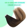 VINBAO Tape in Hair Extensions Human Hair Ombre Hair Extensions #1B Natural Black #4 Dark Brown to #27 Caramel Blonde Balayage Dark Roots Hair Extensions Tape in Human Hair 20pcs 50g(14inch 1B/4/27)