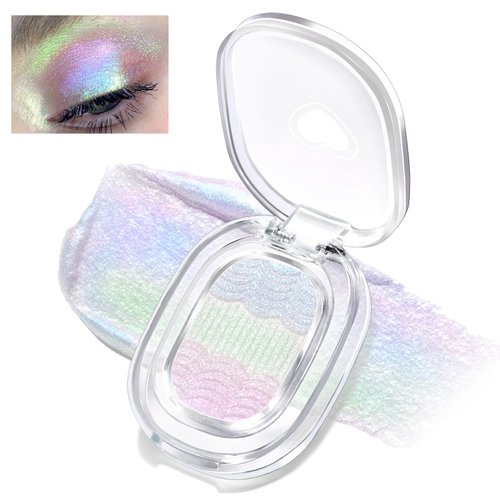 HOSAILY Chameleon Face Highlighter Palette, Multichrome Glitter Shimmer Rainbow Eyeshadow Makeup, Holographic Metallic Long Lasting Eye Looks, Multi-Dimensional Inner Corner Face Illuminator 01
