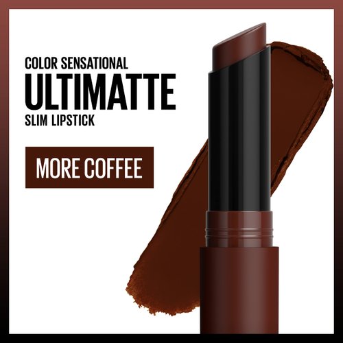 Maybelline Color Sensational Ultimatte Matte Lipstick, Non-Drying, Intense Color Pigment, More Coffee, Coffee Bean Brown, 1 Count