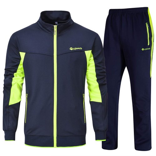 YSENTO Men's Tracksuits Set Outfits 2 Piece Jogging Suits Warm Up Running Track Sets Sweatsuits Green XL