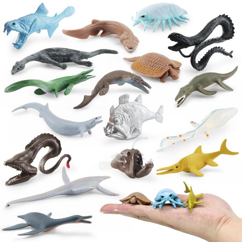 iftnotea Prehistoric Sea Ocean Toy Animal Figures, 17PCS Plastic Ancient Marine Reptiles & Deep Sea Creature Figurines, Party Decoration Montessori Toy for Kids Toddlers 3-5 5-8
