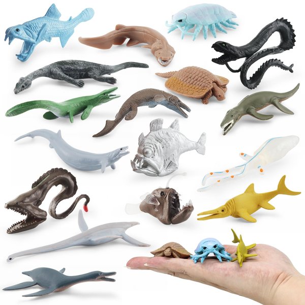iftnotea Prehistoric Sea Ocean Toy Animal Figures, 17PCS Plastic Ancient Marine Reptiles & Deep Sea Creature Figurines, Party Decoration Montessori Toy for Kids Toddlers 3-5 5-8