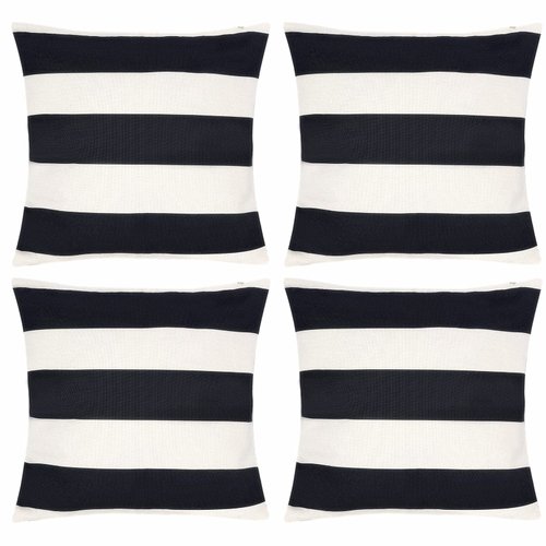 tiggell 4 Pack Waterproof Pillow Covers Outdoor Throw Pillowcases Decorative Garden Cushion Case for Home Garden Patio Couch Balcony Striped (18 * 18 inch, Black & White)