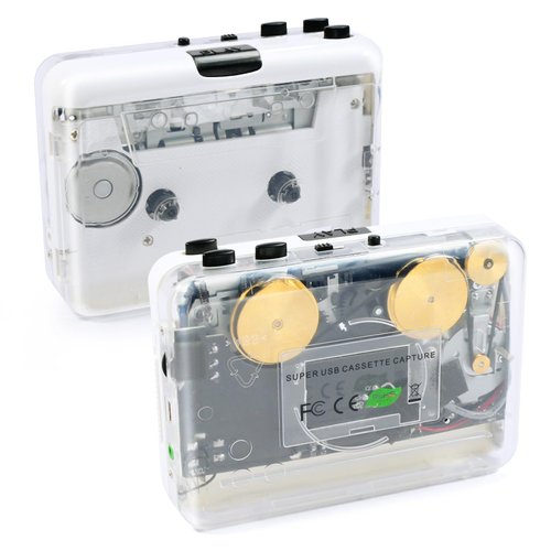 Walkman Auto Reverse ＆Clear Stereo Cassette Player,Built-in Cool Copper Wheel Movement＆Earphone,Cassette Tape to MP3 Converter with Tape Converter Software,Powered by USB Power Cord or AA Battery