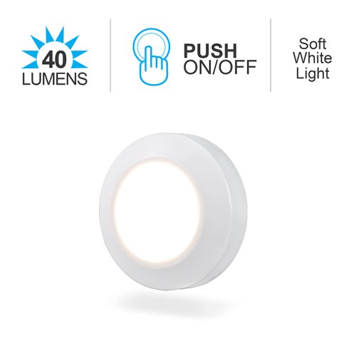 GE LED Mini Touch Light, 1 Pack, Battery Operated, Tap Light, Push Light, Stick On Lights, Wireless Lights, Portable, Under Cabinet Lighting, Ideal for Kitchen Under Cabinet, Closet, and More, 55219 , White