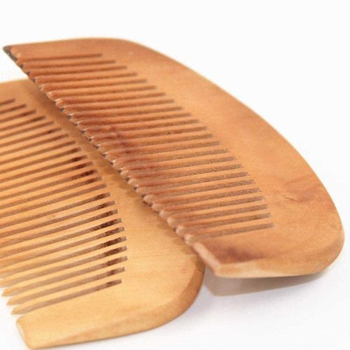2 Pcs Brown Natural Peach Wood Comb Close Teeth Anti-static Beard Hair Wooden Beauty Massage Wooden Comb For Women Detangling Tools Care Accessories,Hair Combs