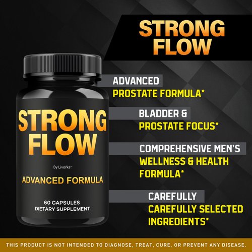 (3 Pack) Strong Flow Capsules - Official StrongFlow Support Advanced Formula Premium Ingredients Maximum Strength, Strong Flow Pills Supplement For Overall Health & Wellness, 180 Capsules For 3 Months