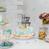 ZHENGYE Set of 1 Black Acrylic Happy birthday Cake Topper And 5 pcs glod Star Cupcake Topper Cake Decoration Supplies for Baby Shower Birthday Decorations(Black 15)