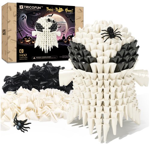 Tricofun Halloween 3D Soft Building Blocks, Soft Assembling Building Kits Pressure-Relief Toys Interlocking Block Sets (Brick-Boo Ghost)