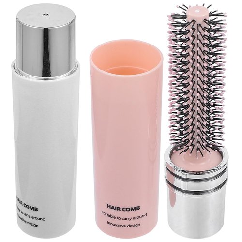FOMIYES 2pcs Roll Portable Curling Comb Round Brush for Blow Drying Fine Hair Roller Brush Folding Hair Brush Retractable Hair Brush Portable Hair Curler Curls Styling Brush Man