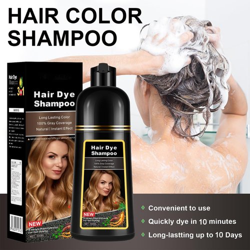 WFWJ Natural Wine Red Hair Dye Shampoo,Magic Hair Dye Shampoo,Colors Hair in 15 Minutes,Long Lasting,500 Ml–3-In-1 Hair Color