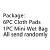 7pcs/Set Including 1pc Mini Wet Bag +6pcs Bamboo Charcoal Cloth Menstrual Pads/Reusable Sanitary Pads/Mama Panty Liners (All Randomly Prints)