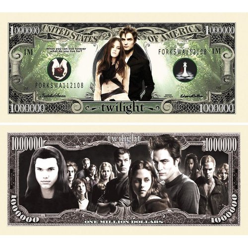 100 Twilight Million Dollar Bills with Bonus “Thanks a Million” Gift Card Set