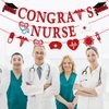 Nurse Graduation Party Decoration,2024 Glitter Red Nurses' Day Congrats Nurse Banner Nurses & Doctors Theme Garland Cake Cupcake Toppers for Nurses Week Nurses Day RN Graduation Party Supplies