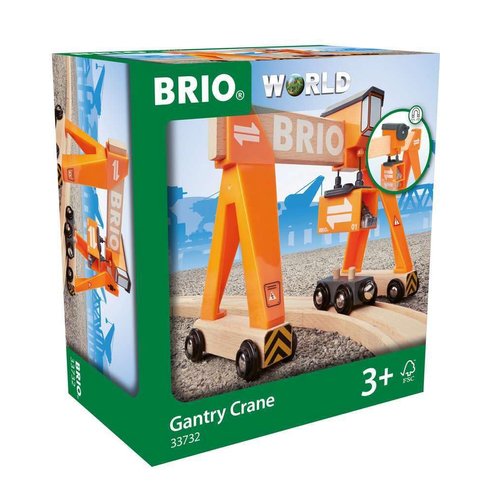 BRIO Gantry Crane - Authentic Railway Toy | Functioning Sliding Cabin | Wooden Track Compatible | FSC-Certified Beech Wood Construction