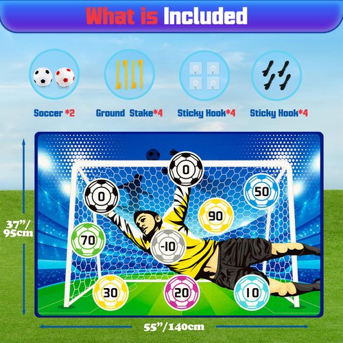 Helsort Soccer Gifts for Boys and Girls, Indoor Soccer Ball Game for Kids, Backyard Toss Soccer Goal Target with 2 Balls, Sport Toys Christmas Birthday Gifts for 3-5 6-8 8-12 Years Old Kids