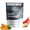 Sprout Living, Epic Protein, Plant Based Protein & Superfoods Powder, Real Sport | 24 Grams Organic Protein Powder, Recovery, Vegan, Non Dairy, Non-GMO, Gluten Free, Low Sugar (1 Pound, 12 Servings)