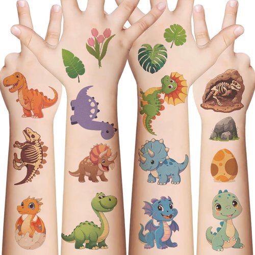92Pcs Dinosaur Tattoos for Kids, Dinosaur Party Decorations, Cute Dinosaur Stickers, Dinosaur Birthday Decorations, Dinosaur Party Favors for Kids, Boys, Girls, Men, Women(10 Sheets)