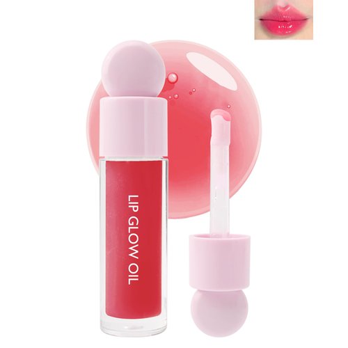 Lip Glow Oil,Hydrating Shiny Red Clear Lip Gloss Liquid LIpstick,Glow Reviver Fat Lip Oil Drip Lipgloss, Long Lasting Moisturizer Toot Plumping Lipstain Lip Tint Stain,Makeup Gift for Women Girl-04#
