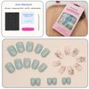 Xenophoer Short Press on Nails Square Fall Light Green Acrylic Fake Nails with Leaves Designs Artificial Nails Press ons Reusable Glue on Nails for Women and Girls 24 Pcs