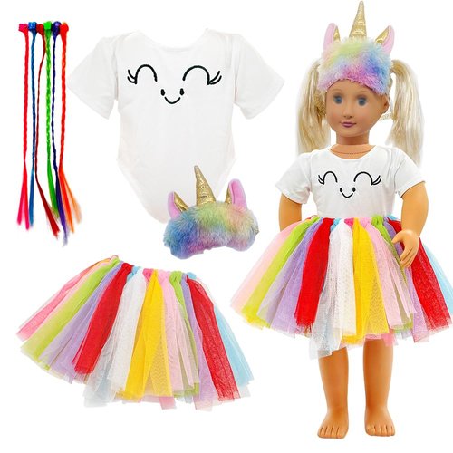 18 Inch Doll Unicorn Clothes Accessories for American OG Dolls 18 Inch Doll Accessories Sets Unicorn Girl Doll Clothes Dress Outfits Toys