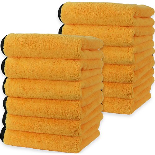 Simple Houseware Professional Grade Ultra Plush Premium Microfiber Towels, 410 GSM - Safe for Car Wash, Home Cleaning & Pet Drying Cloths (16 inch x 16 Inch) (12 Pack)
