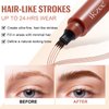 Generic 3D Microblading Eyebrow Pencil, 2024 New Waterproof Microblading Eyebrow Pencil Contouring Pen with 4 Fork Tip & Spoolie Brush, Precise Brush-Tip Create Natural Hair-Like Brows (#3 Brown)