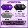 Purple 18th Birthday Decorations, Black Purple Silver Happy 18th Birthday Yard Banner and 24pcs 18th Birthday Balloons for Women Girls 18th Birthday Anniversary Party Supplies Indoor Outdoor Decor