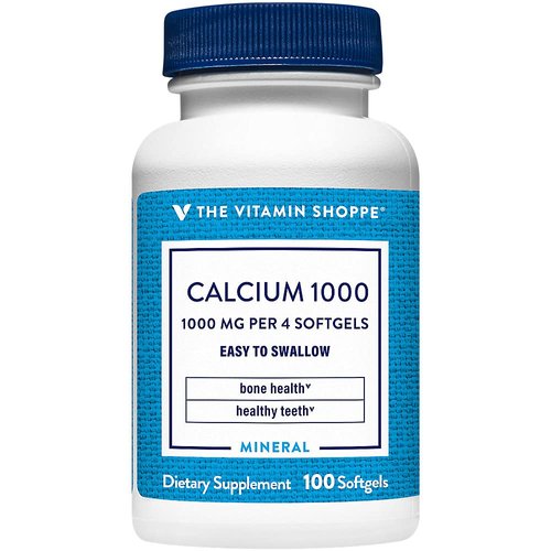 The Vitamin Shoppe Calcium 1,000MG, Easy to Swallow Softgels, Supports Bone &amp; Teeth with 400IU of...