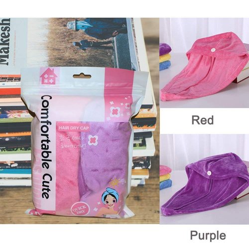 ADOGO Microfiber Hair Towel - 2 Pack Hair Turbans for Wet Hair, Drying Hair Wrap Towels for Christmas Day Women and Kids - Suitable for All Hair Types（Pink，Purple）