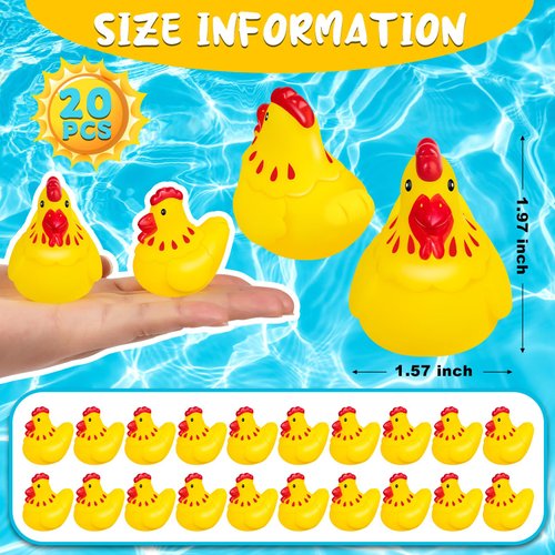 Rubber Chicken Toys for Kids, 20Pcs Cute Yellow Chicks Squeak for Boy Girl Baby Shower Birthday Party Favors Gifts Decoration