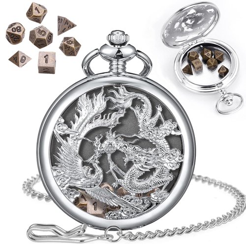 ManChDa Mini D&D Dice Set DND Pocket Shell 7PCS Micro Polyhedral Dice Set Metal Dice Dungeons and Dragons Gifts Accessories Silver